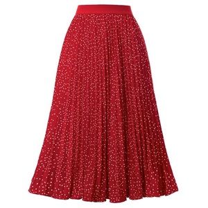 Red white polka dot pleated skirt